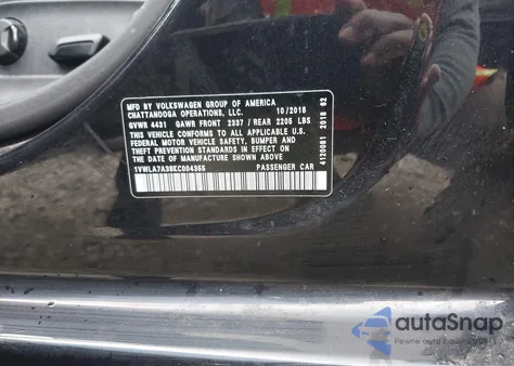 2019 Volkswagen Passat 2.0T Wolfsburg Edition from USA, damaged, VIN 1VWLA7A38KC004355